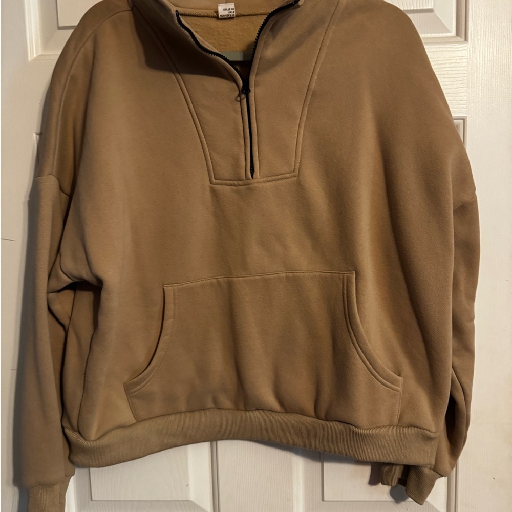 Source Unknown Tan Half-Zip Hoodie